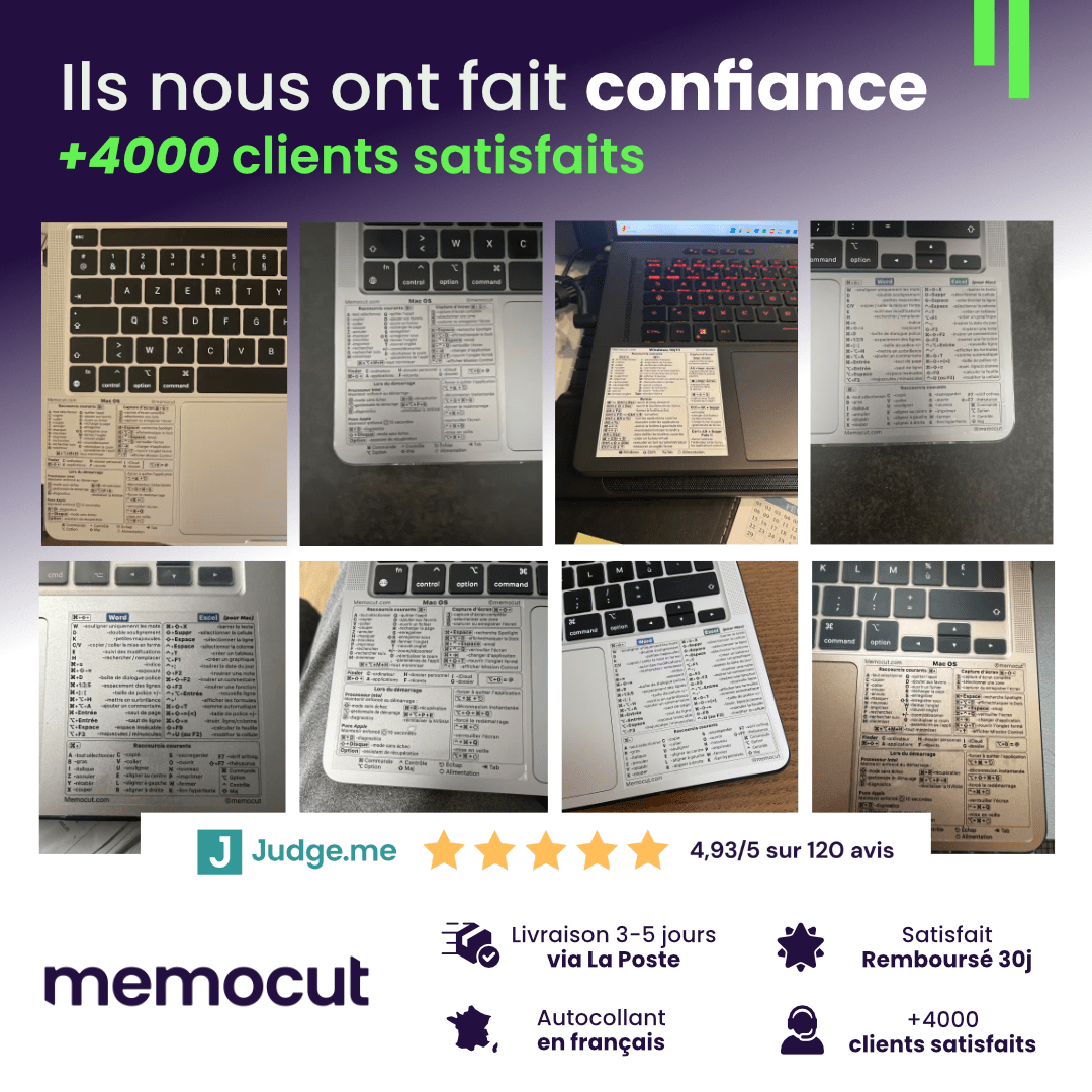 Avis clients et témoignages avec photos de l’autocollant Excel Memocut.