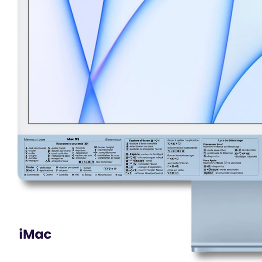Autocollant Raccourcis Clavier iMac - Memocut